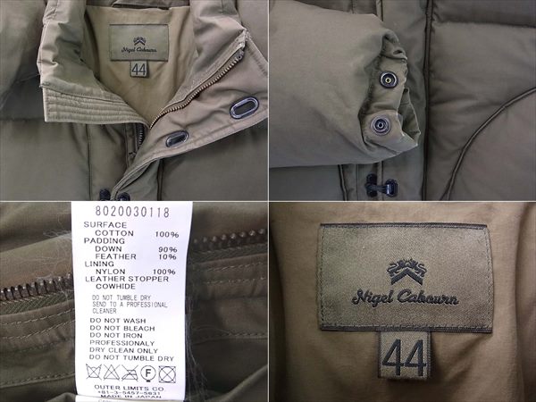 【1円~】Nigel Cabourn ナイジェルケーボン クリップ ダウンジャケット カーキ(オリーブグリーン)系 44 u71013939h0105yo30