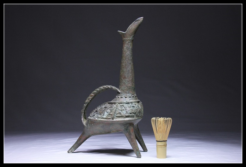 戦国時期 青銅器 長頸壺 容酒器 收集品 高40cm CY04D10A 青銅酒器