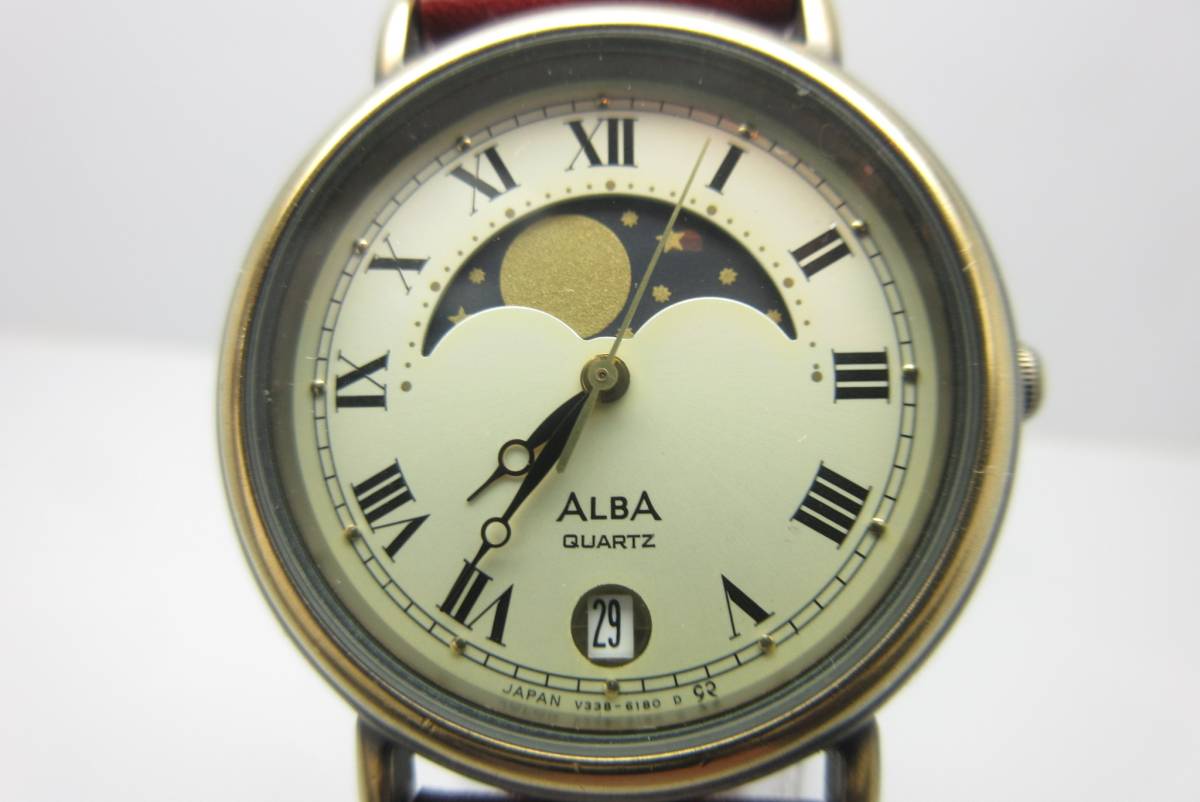 ムーンフェイズ セイコー アルバ SEIKO ALBA V338-6100 稼働