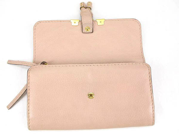【クロエ】BVLGARI 36935 カーフレザー 長財布 Hazel 1円 クロエ レザー 二つ折り 長財布 ピンク AV778 【公式通販】