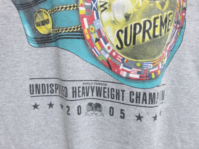レア 2005年 SUPREME Championship Belt Tee Tシャツ グレー BOXING