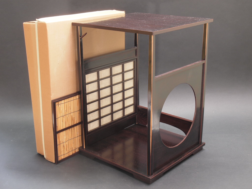 棚　茶道具　組み立て式　木製　漆器　茶棚 ☆吉野棚☆箱付☆茶道具☆組立式茶棚☆木製漆器棚物☆10 工芸品