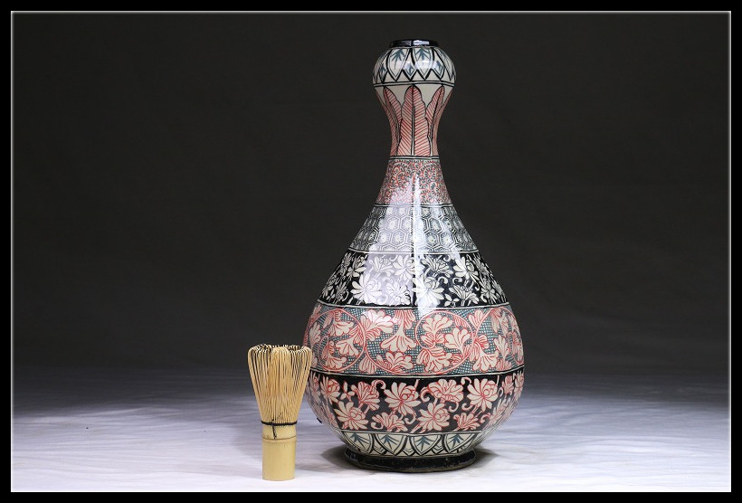 茶道具 利休茶箱 色絵花文茶碗 菊桐蒔絵棗など 七点 一式 V R7103