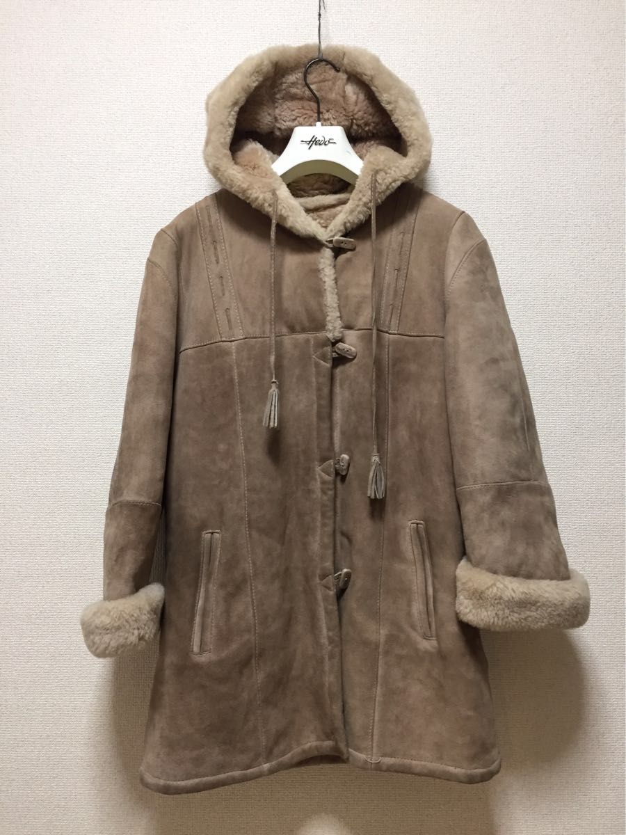 ヨーロッパヴィンテージ ムートンコート ベージュ 38 GENUINE LEATHER