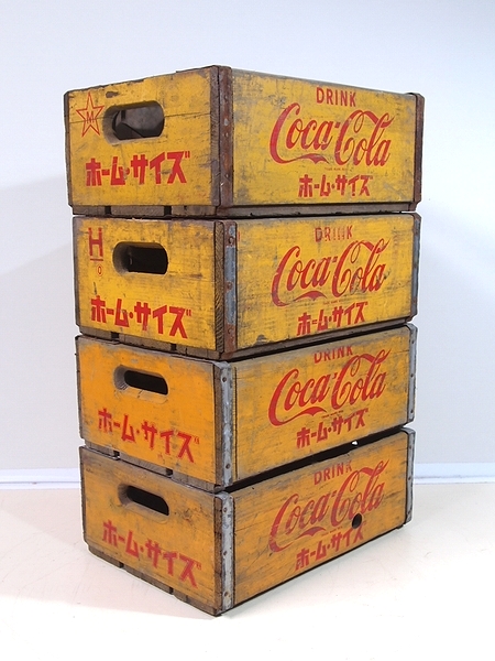 Coca-Cola ホームサイズ　木製ケース　プラ　 ４個セット を安く販売 送料無料□Coca Cola コカ・コーラ 木箱 ウッドボックス