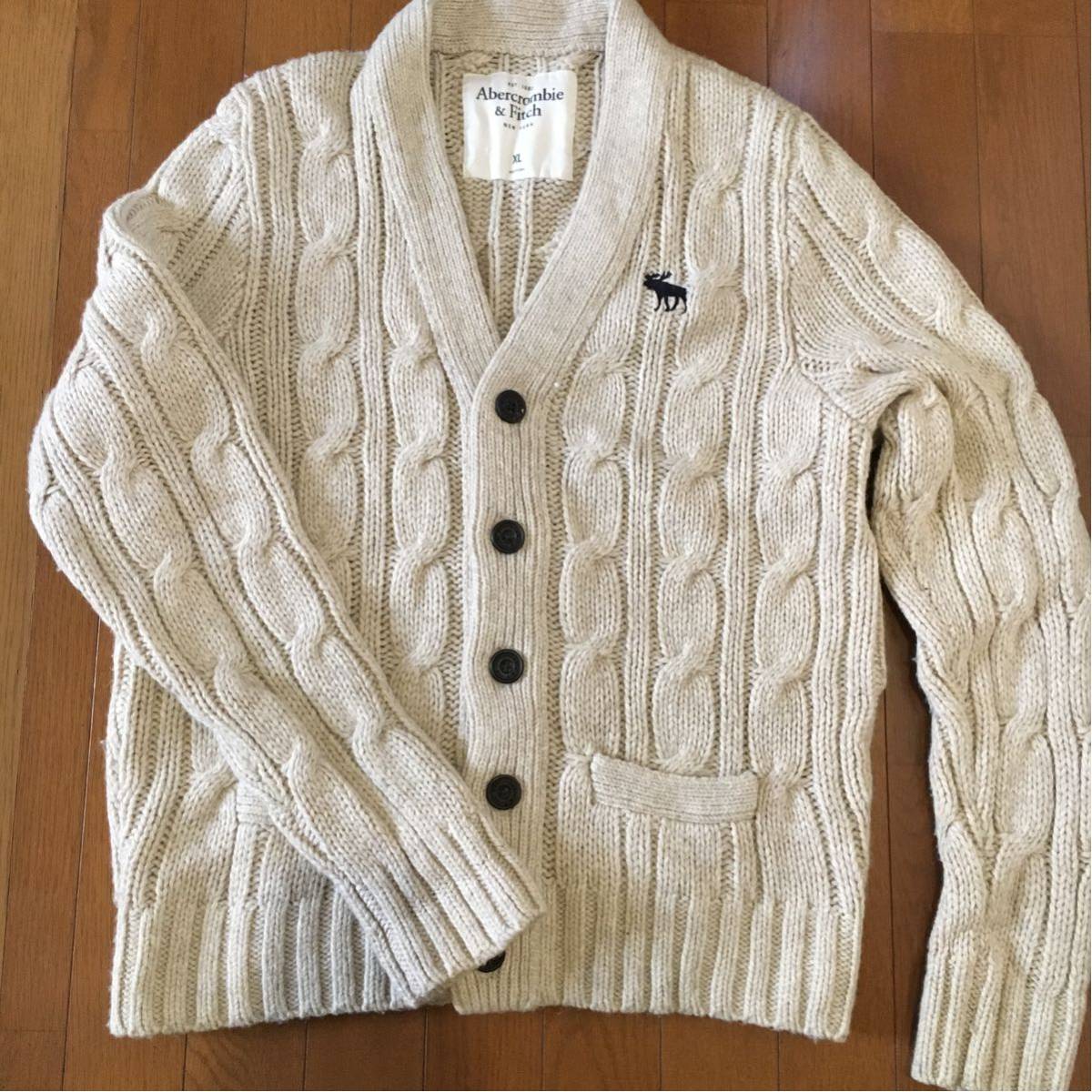 美品！ アバクロ Abercrombie & Fitch ケーブルニット ジャケット サイズXL アバクロンビー＆フィッチ