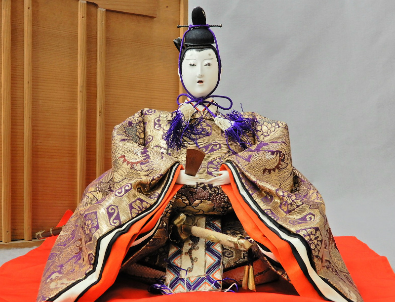 白蓮】展示品 五月人形 御飾り台 楼閣 2-40 焼桐 二段飾り台 節句人形