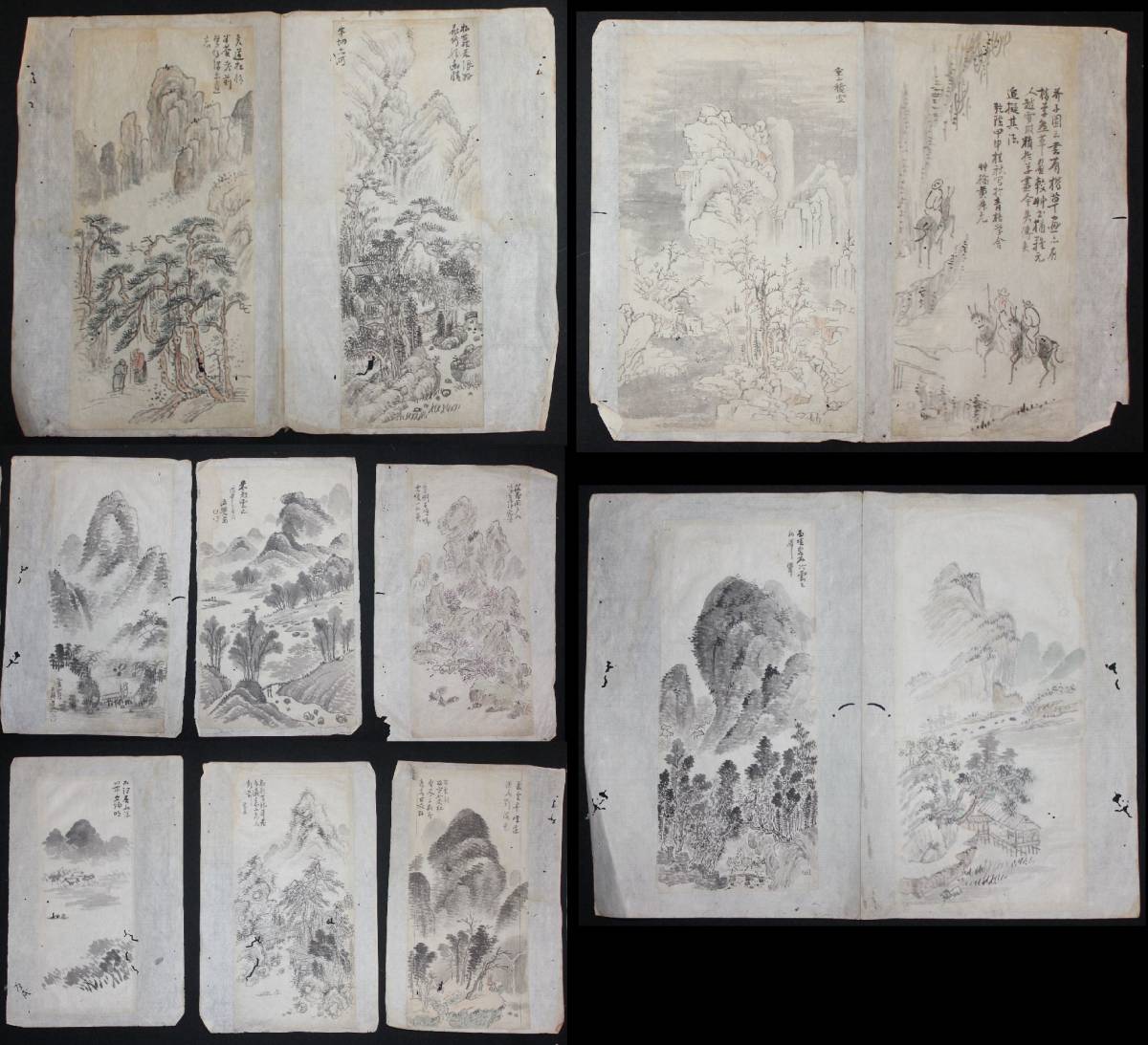 新作入荷，豊富な】 中国 ・ 黄竹橋 乾隆年号 山水図 画帖マクリ 12枚