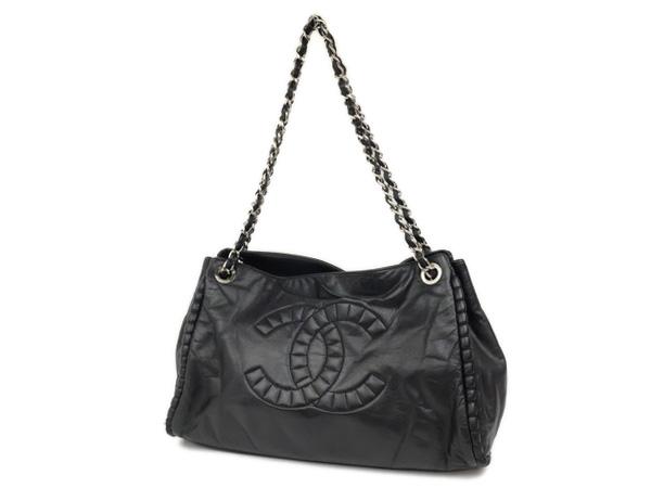 【CHANELシャネル】デカココマーク★マグネットロック式★チェーンショルダーバッグ★レザー★ブラック★黒★