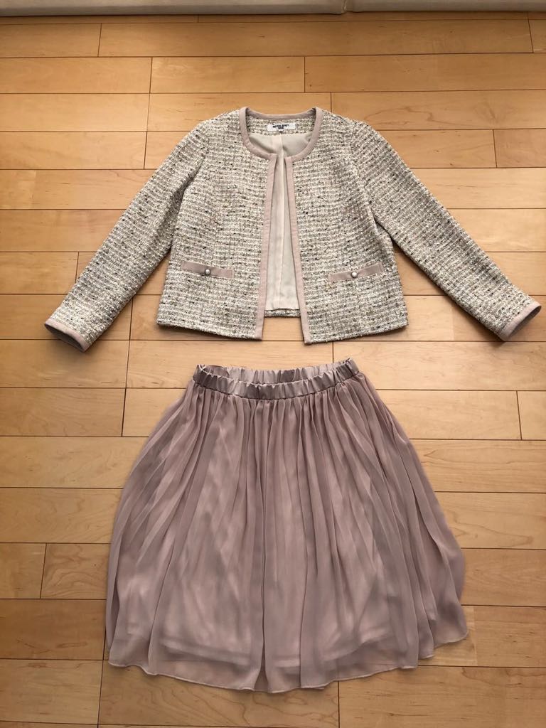 定番，お買い得 Natural Beauty Basic ピンクベージュ ノーカラーツイードジャケット&スカート(ナチュラルビューティーベーシック)｜売買されたオークション情報、yahooの商品情報をアーカイブ公開 - オークフ その他