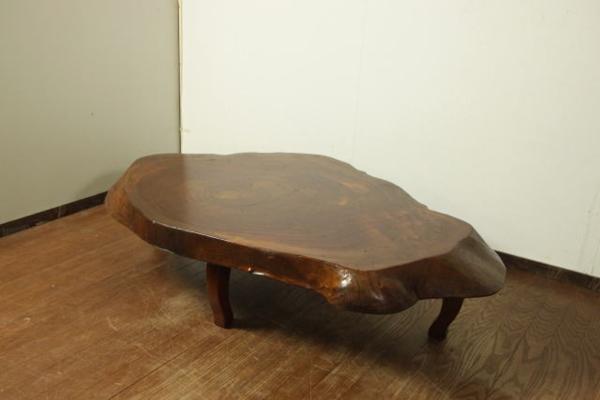 一枚板 古い欅材の木製座卓 花台文机店舗什器ちゃぶ台テーブル木製机古