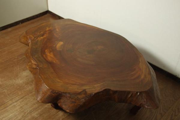 座卓 テーブル レトロ 一枚板 ヴィンテージ ローテーブル 家具 ちゃぶ台　昭和 古い一枚板の座卓 欅材 肉厚8.4cm 和室ローテーブル/
