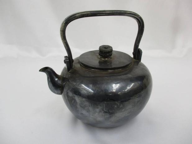 銀瓶 茶道具 煎茶道具 純銀 金属工芸 工芸品 約615g 大ReB08 0125 0