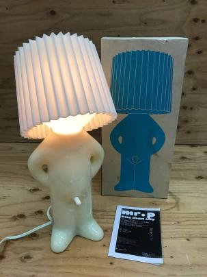P Mr. Man Lamp Table One Shy | Propaganda Creative White Vintage