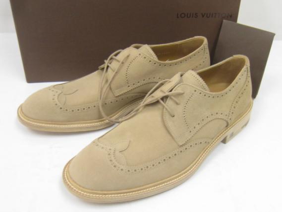 得価，品質保証 LOUIS VUITTON ルイ ヴィトン メンズ スエード レザー ウイングチップ シューズ ベージュ 8 外箱 替え紐 保存袋付き ST1024(男性用)｜売買されたオークション情報、yahooの商品情報をアーカイブ公開 靴