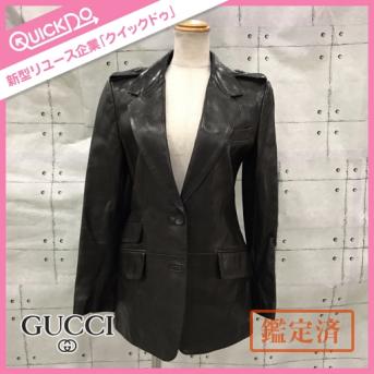 グッチ GUCCI 羊革 ラムナッパレザー テーラードジャケット レディース 