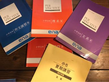 ☆ena☆小5夏期講習テキスト2016☆文系&理系＆作文演習＆算数演習