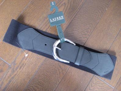 新品タグ付*ラルフローレン レディースベルト 太ベルト 黒 S　サッシュ風