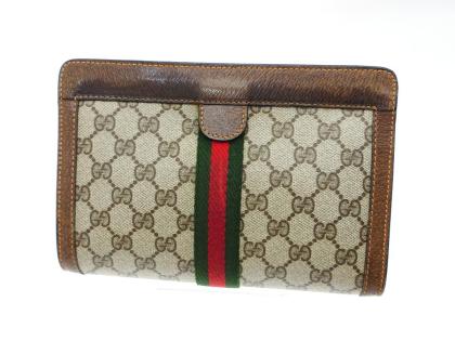 GUCCI グッチ　GG柄　セカンドバッグ　シェリーライン　PVCレザー ◇Y8172 GUCCI グッチ GG 柄 シェリーライン PVC × レザー