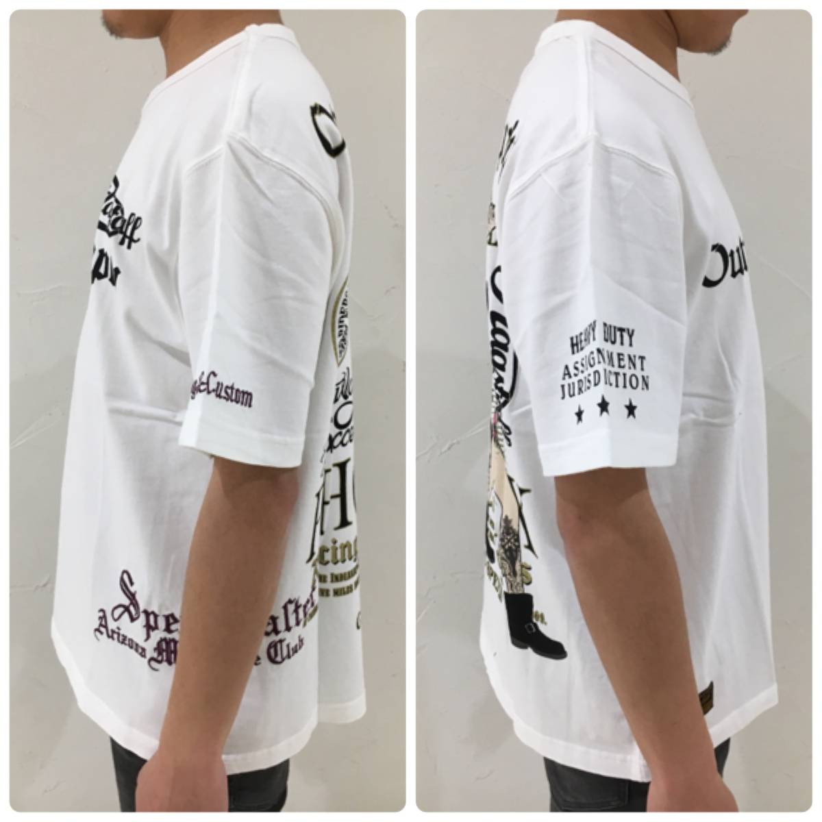 FLAGSTAFF Tシャツ ピンナップガール 黒 刺繍 ミリタリー フラッグスタッフ - Tシャツ flagstaff FLAG Flagstaff ミリタリー