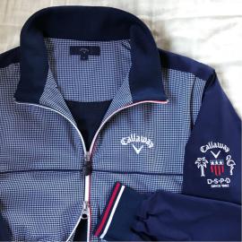 美品✨キャロウェイ ゴルフ 2way ジャケット ネイビー L　千鳥柄 Callaway キャロウェイ 2WAY ストレッチ ジップジャケット ネイビー