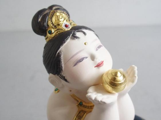 希少 梶原正二作 博多人形 福観音 観音菩薩 仏像 仏教美術 置物