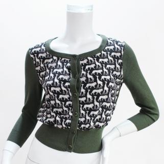 DIANEvonFURSTENBERG ダイアンフォンファステンバーグ DVF シルク×ウール カーディガン アニマル柄 カーキ von Diane Furstenberg ファステンバーグ（DIANE 41,199点のダイアンフォンファステンバーグの写真と高解像度写真 アパレル