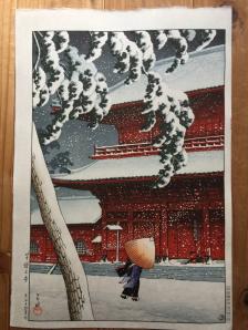 大正14年 川瀬巴水 木版画 東京二十景 芝増上寺 芝