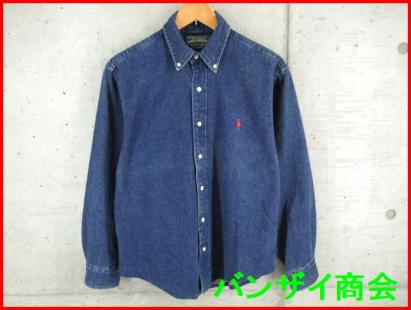 4230s5◆レアです◆POLO COUNTRYポロカントリー ボタンダウン 長袖デニムシャツ M/インディゴ/ラルフローレン/Ralph Lauren/ダンガリー