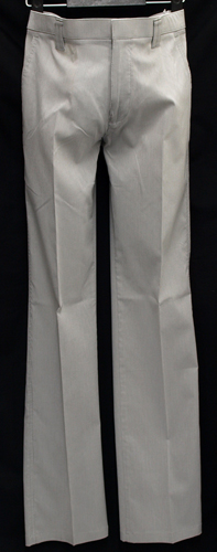 ◇◇春夏W88ライトグレーヘアラインストライプ/ストレッチコットンスリムノータックきれいめ綿パンツ楽々ウエスト新品即決