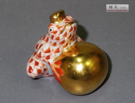 【希少】ヘレンド・フィギュリン カエル カエルの王様 ヘレンド 15369-0-00 (HEREND)人形 4cm VH Herend P10倍
