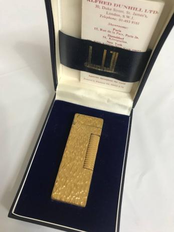 HB4/13②]dunhill ダンヒル ゴールドカラー ガスライター 箱付