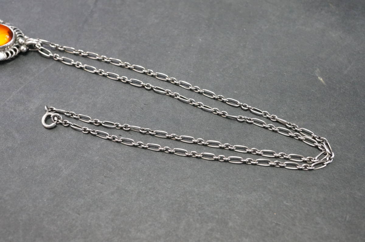 美品【GEORG JENSEN/ジョージ ジェンセン】アンバー琥珀 イヤー 