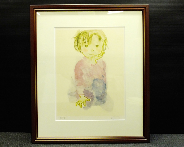いわさきちひろ リトグラフ版画 『立てひざの少年 [M0423C] 1円