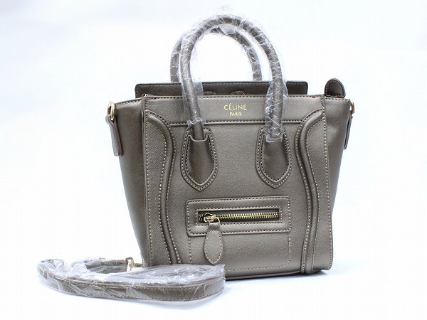 CELINE セリーヌ ラゲージ ナノショッパー ハンドバッグ ショルダーバッグ　2way　ブロンズ系