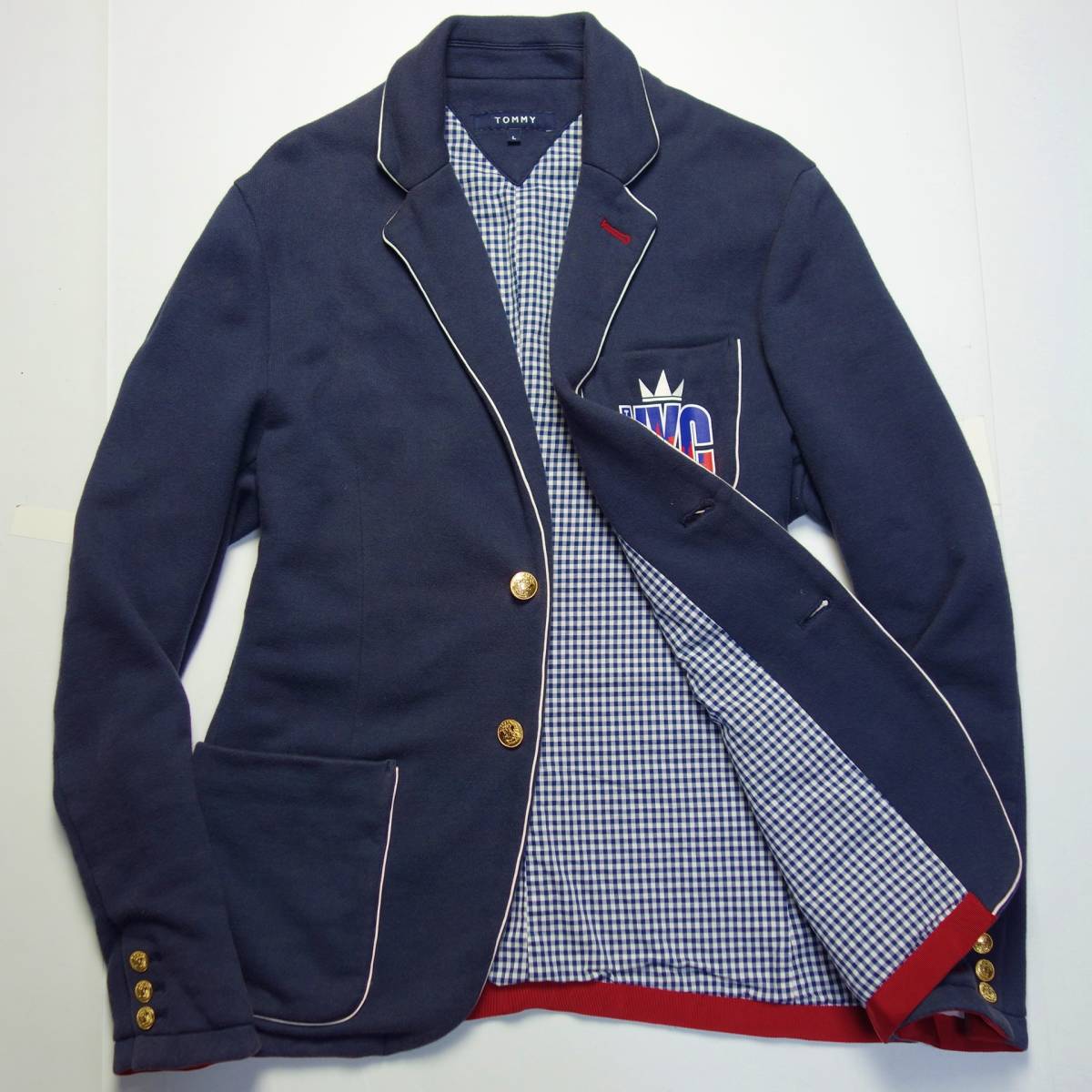 TOMMY 金ボタン 紺ブレ 美品✨ トミーヒルフィガー ダブル 総裏 本切羽 