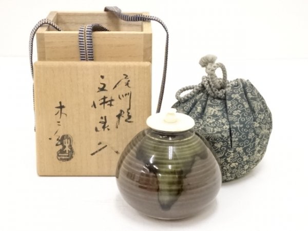 392318# 【1円スタート】尾州焼 木二造 文琳茶入 | 文琳