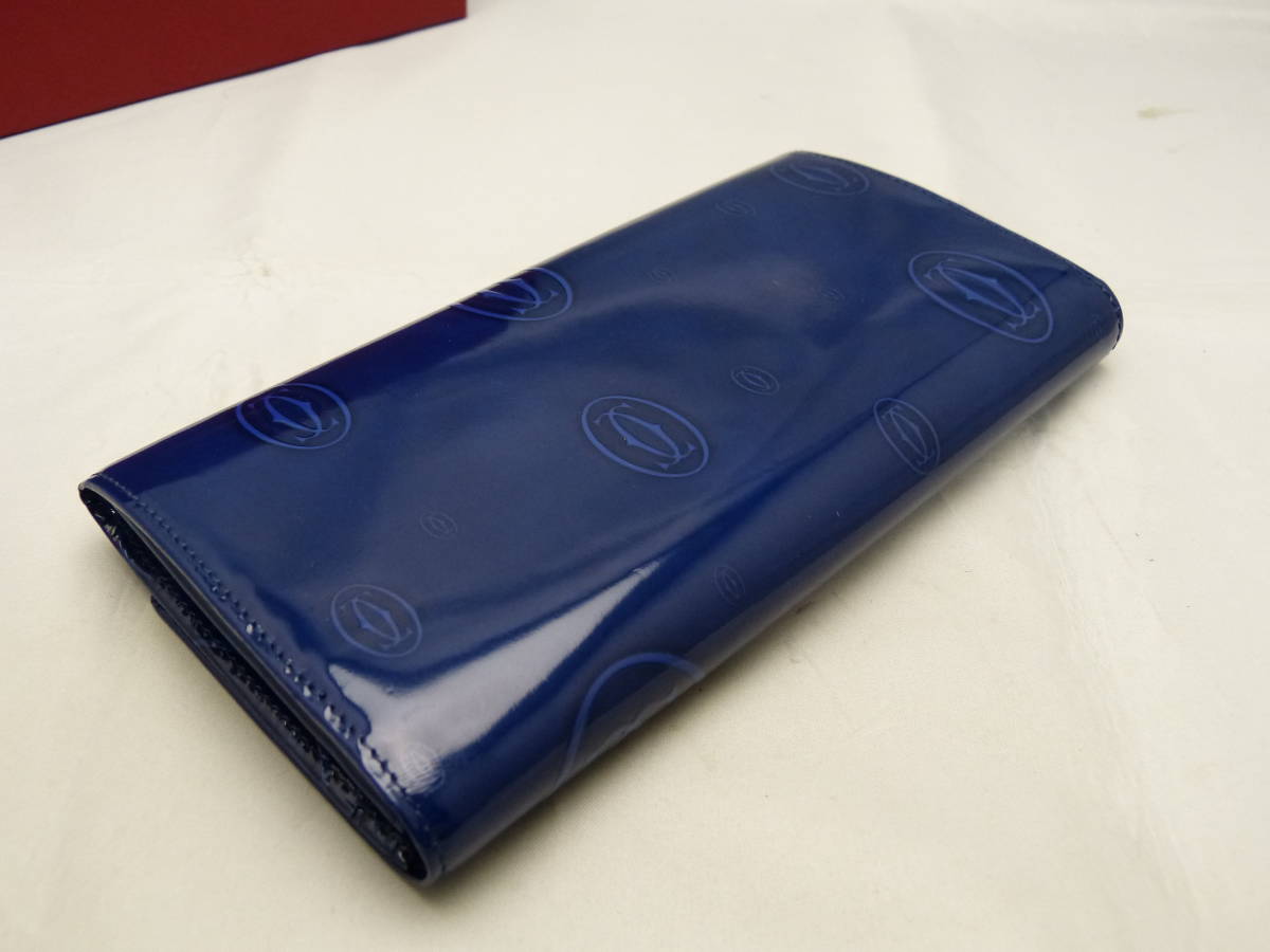 ☆美品！1円祭り☆ ハッピーバースデー 長財布 エナメルレザー ブルー 