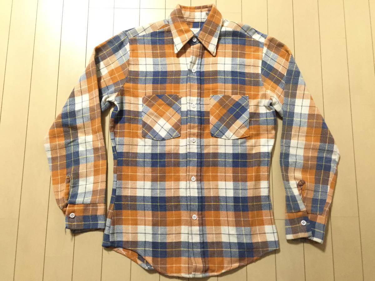  70S BIGMAC オレンジチェック S ヘビーコットンネルシャツ / ビンテージ PENNEY'S ビッグマック 60S ワークシャツ ペニーズ 70年代 50S(Sサイズ)｜売買されたオークション情報、yahooの商品情報を 長袖シャツ一般