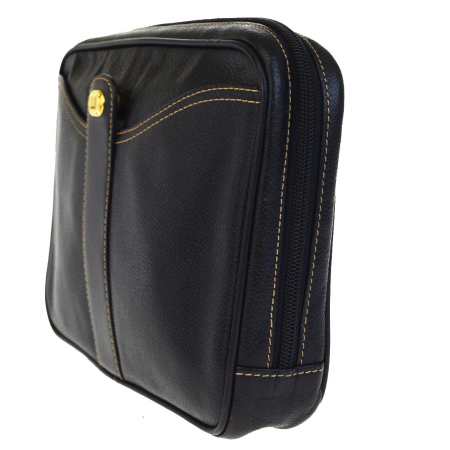 【中古】 中美品 ダンヒル dunhill クラッチバッグ セカンドバッグ ブラック レザー 保存袋付き 07HB289