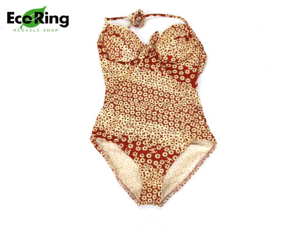 シャネル花柄ワンピース水着 オリーブグリーン 1円 未使用 シャネル 03P 水着 ワンピース 花柄 size42 オレンジ