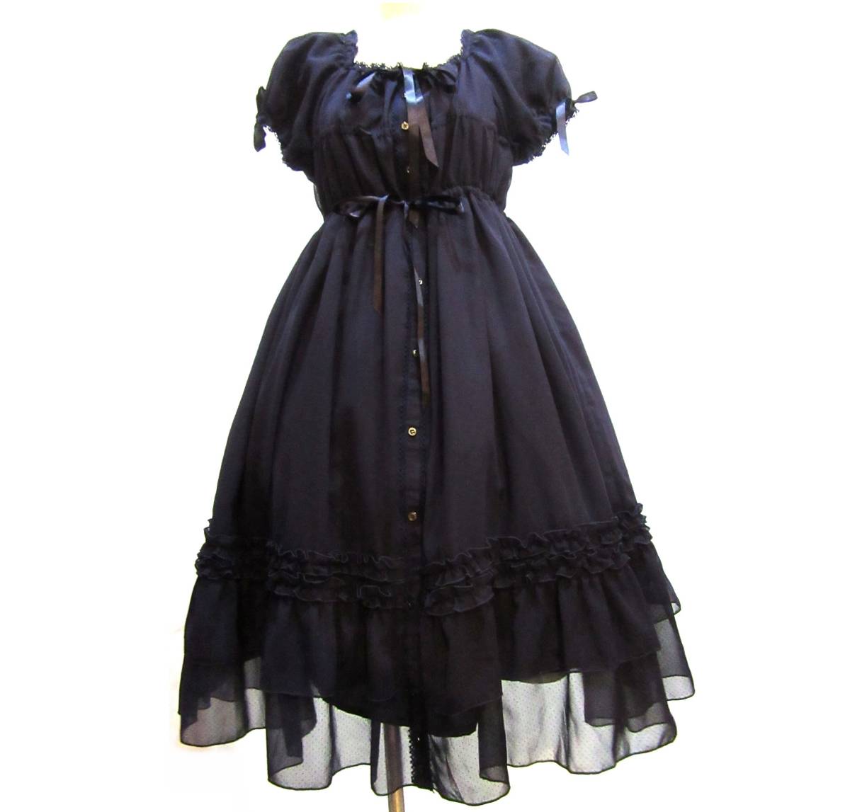  PhysicalDrop ネイビー シフォン レースワンピース フィジカルドロップ ジャンパースカート 紺(ワンピース)｜売買されたオークション情報、yahooの商品情報をアーカイブ公開 - オークファン ワンピース