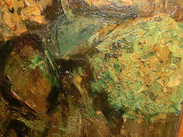 古い油絵 板絵 ゴシック調 額縁 木彫り額 額装 肉筆画 真筆保証 静物画