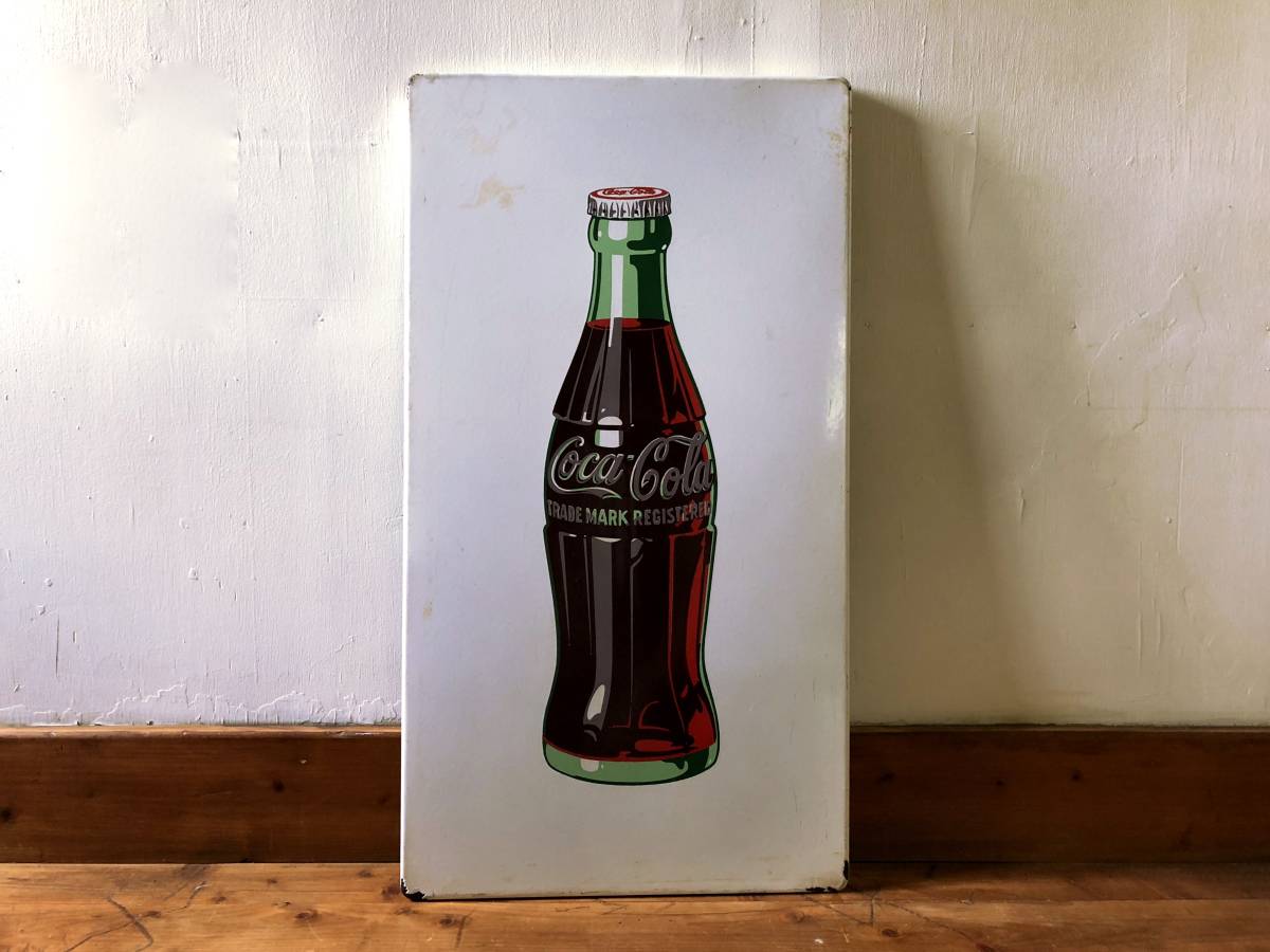 ビンテージ 看板 コカ・コーラ 1950年代 フィッシュテール 幅41センチ