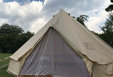 D&R 100%コットン ベルテント 4m 一回使用中古 円筒穴屋根面_1