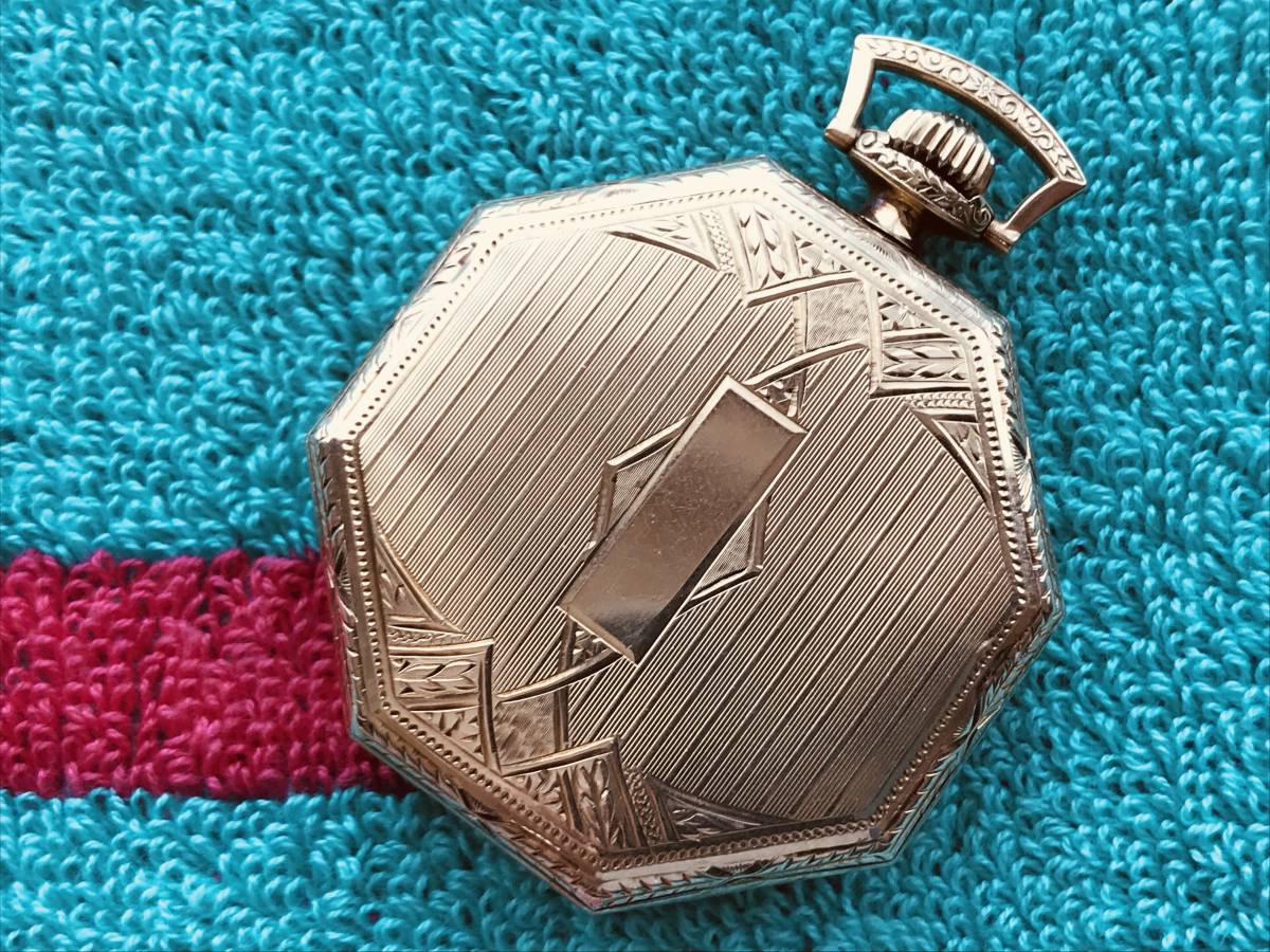イリノイ ILLINOIS・14K無垢・MERITIME 19石・懐中時計【美品】