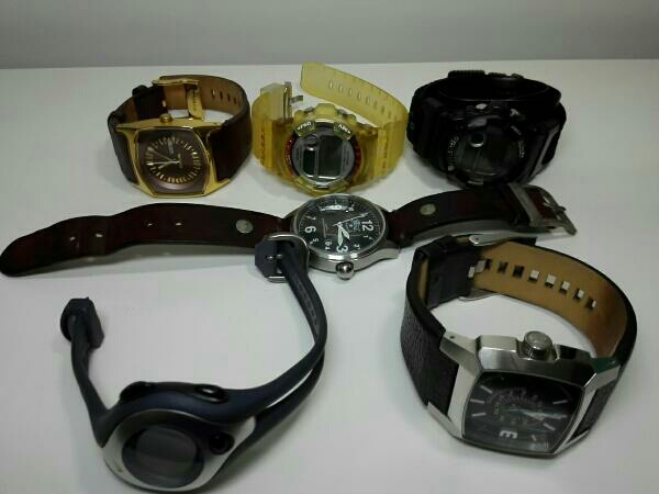 【不動品 ジャンク 6点セット】 ディーゼル DIESEL カシオ CASIO G-SHOCK イルビゾンテ IL BISONTE Qz クォーツ メンズ 腕時計