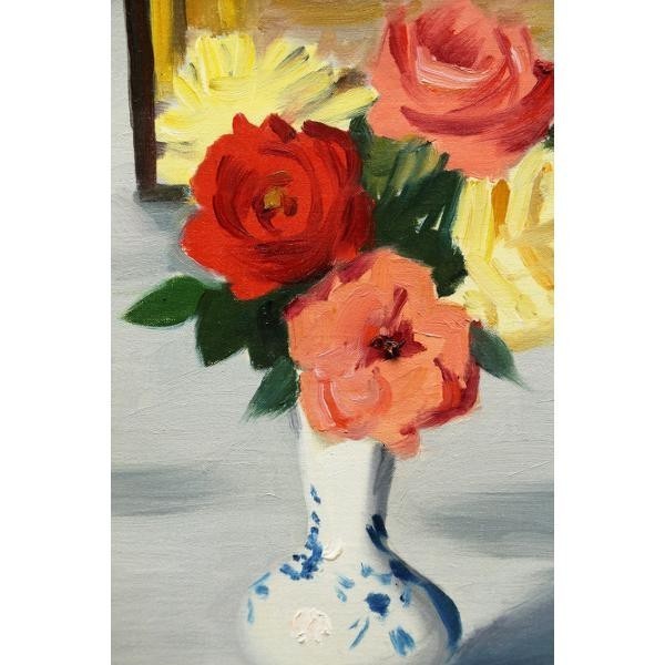 絵画 木下孝則 ばら バラ 薔薇 静物画 油絵 油彩 直筆 サイン入り F15 絵画 木下孝則 ばら バラ 薔薇 静物画 油絵 油彩 直筆 サイン入り F15