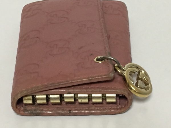 【美品】GUCCI キーケース ピンク グッチ 柄 GG ブラウン/ピンク 6連 グッチ キーケース GUCCI レザー 6連キーケース ピンク ⁄ - GUCCI