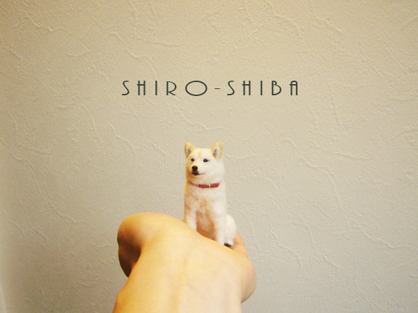 羊毛フェルト【白柴】しばいぬ☆柴犬☆ハンドメイド☆ドールハウス